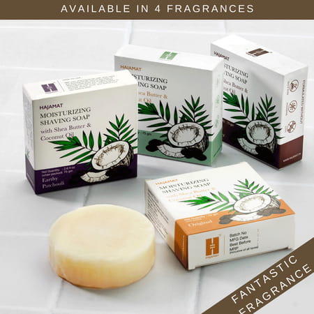 Hajamat Moisturizing Shaving Soap With Shea Butter- Smoky Leather -75 Gm- No Post Shave Dryness