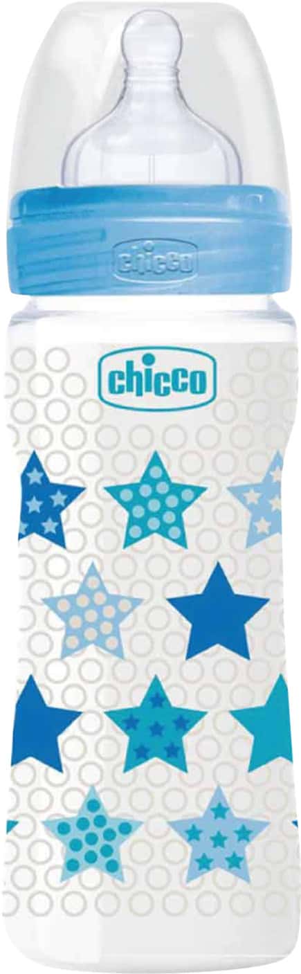Chicco Wellbeing Pp Bottle Boy 250 Ml Medium Silicon Blue