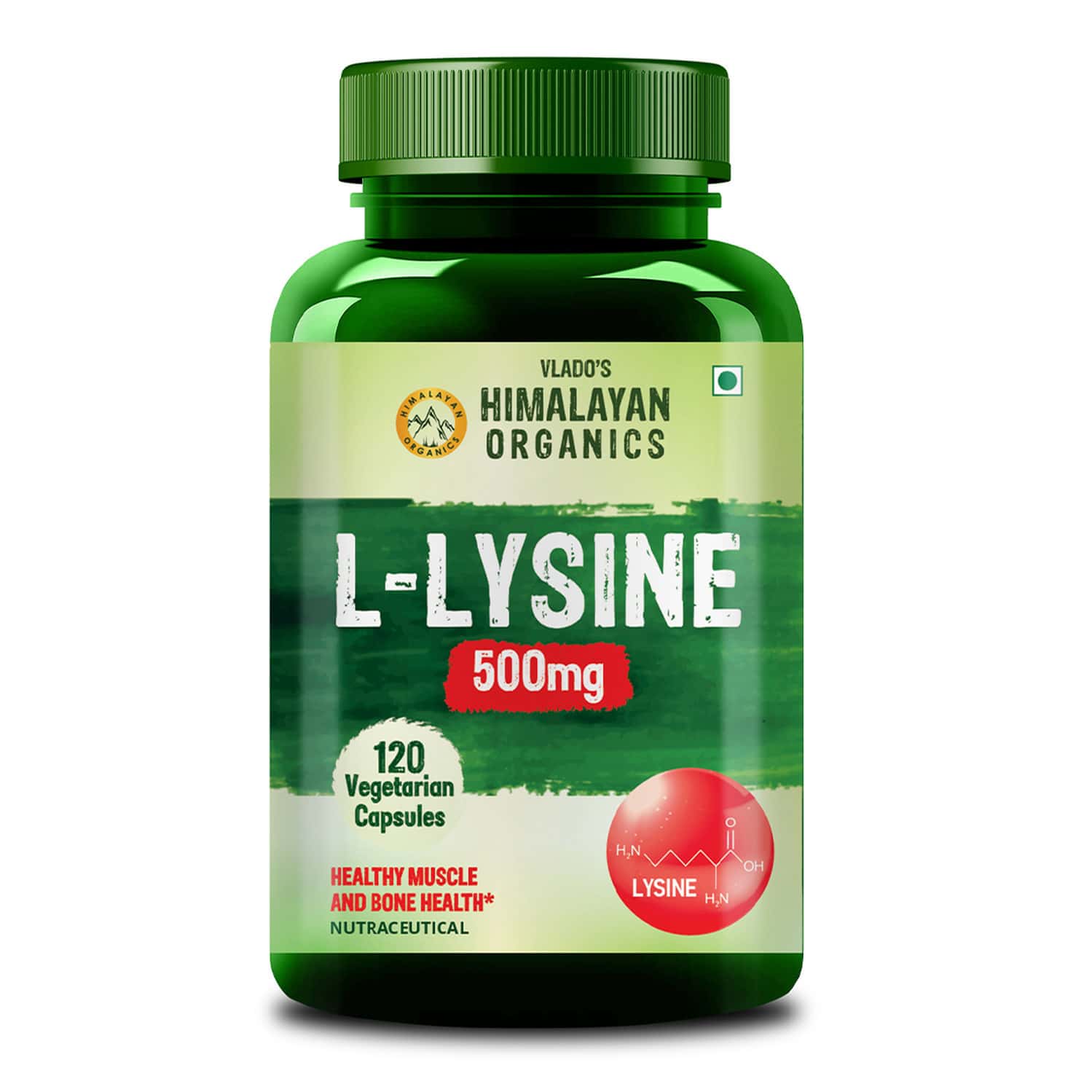 Vlado's Himalayan Organics L-lysine 500mg Essential Amino Acid | Supports Heart Health | Veg - 120n