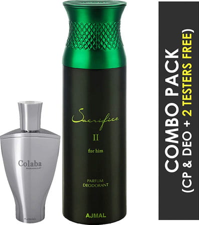 Ajmal Colaba Mukhallat Cp Attar 14ml For Unisex And Sacrifice Ii For Him Deodorant 200ml For Men
