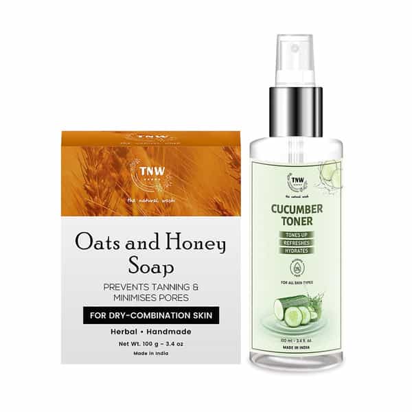 Tnw The Natural Wash Combo Of Cucumber Toner & Handmade Honey And Oats Soap