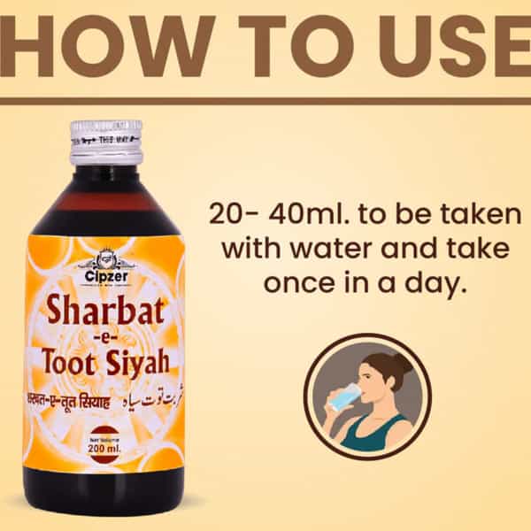 Cipzer Sharbat Toot Siyah 200Ml | Herbal Syrup For Throat Pain| Irritation & Soothing Relief