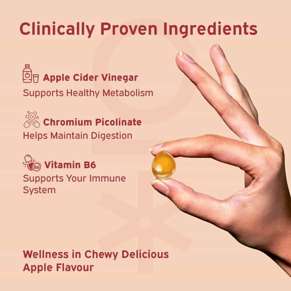 Nutriburst Apple Cider Gummies For Healthy Metabolism & Weight Loss Management (60 Gummy)