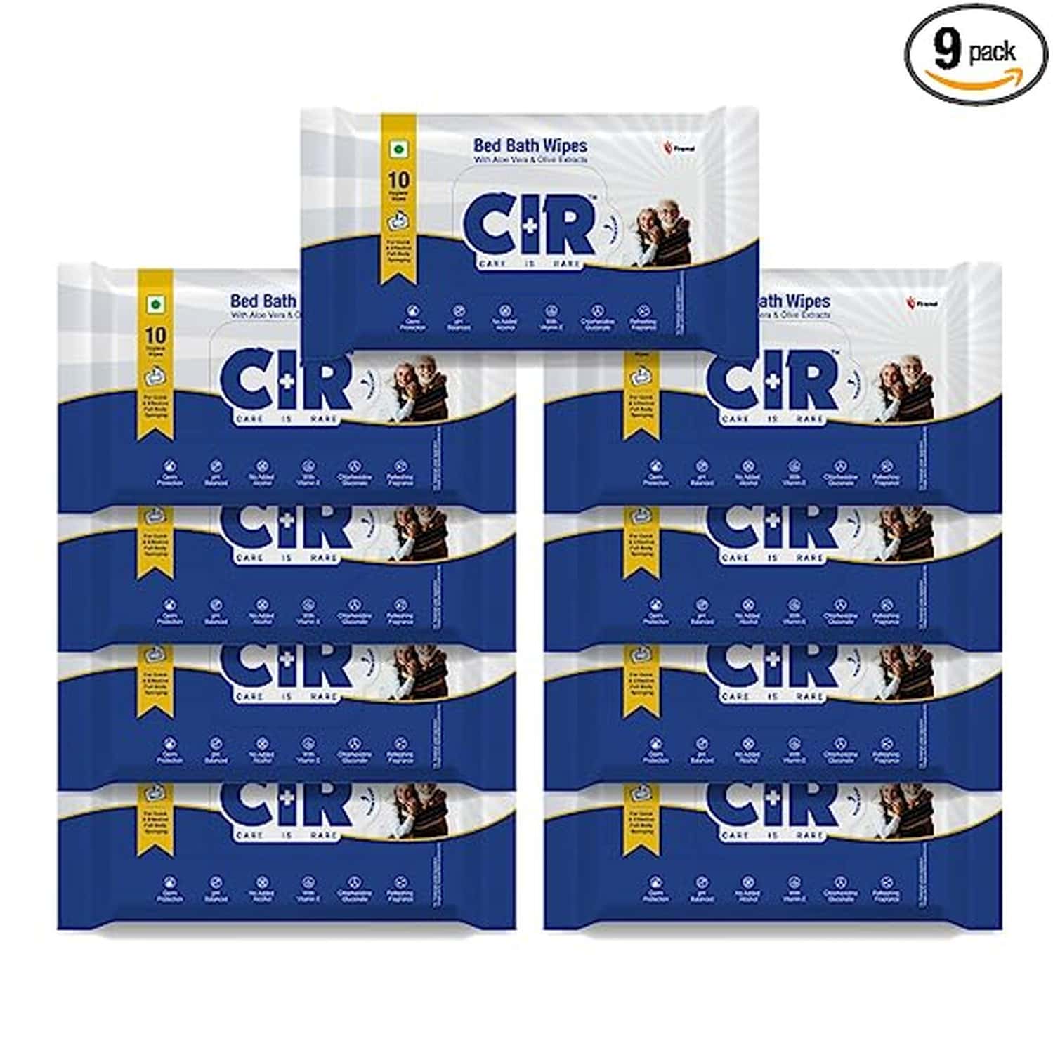 Cir Soft Body Cleansing Wet Bed Bath Wipes For Adults | Extra Large | 10 Wipes/Pack (Pack Of 9)