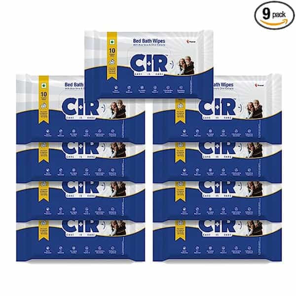 Cir Soft Body Cleansing Wet Bed Bath Wipes For Adults | Extra Large | 10 Wipes/Pack (Pack Of 9)