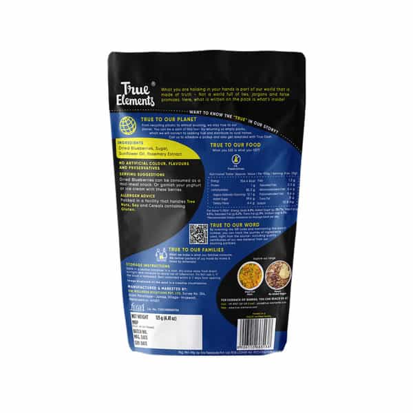 True Elements Dried Blueberries - 125Gm