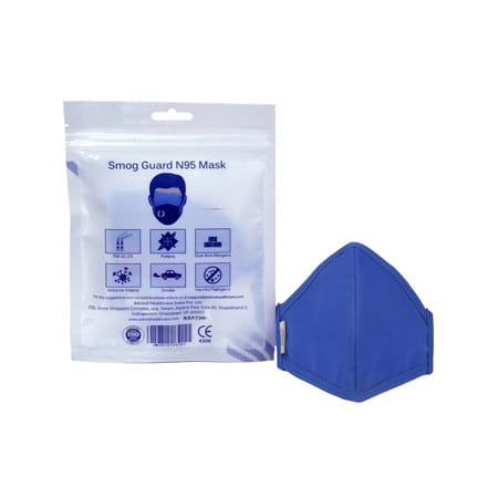 Advind Healthcare Smog Guard N95 Kids Mask With One Valve S (6-10 Years) - Blue Pack Of 5