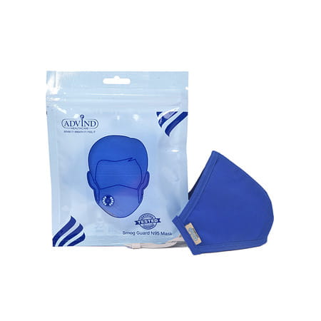 Advind Healthcare Smog Guard N95 Kids Mask With One Valve S (6-10 Years) - Blue Pack Of 5
