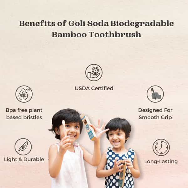 Goli Soda Bamboo Toothbrush - Bpa-Free | Vegan | Verified Non-Toxic - Adult (Pack Of 1)
