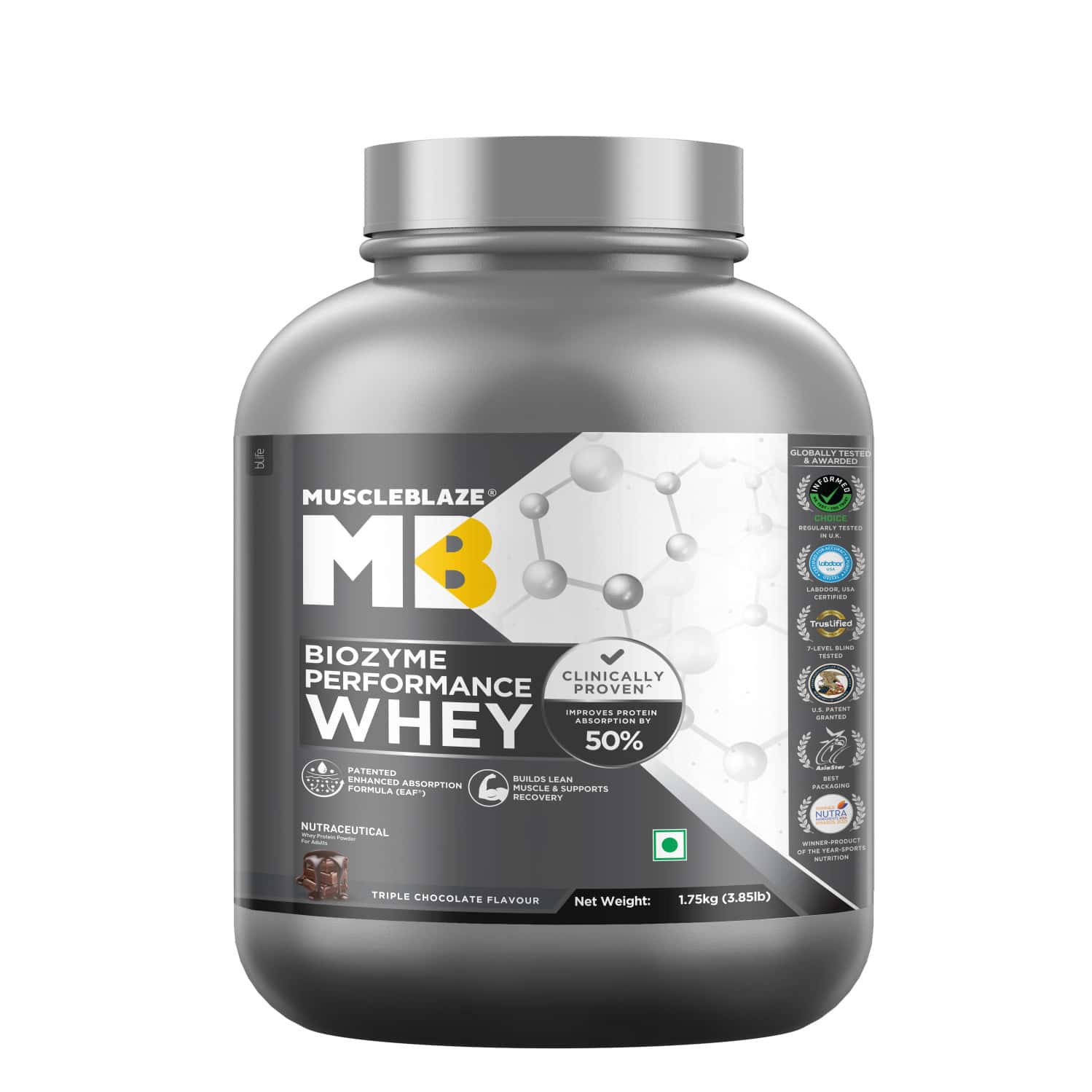 Muscleblaze Biozyme Whey (triple Chocolate | 1.75kg) | 50% Higher Absorption | Eaf Certified