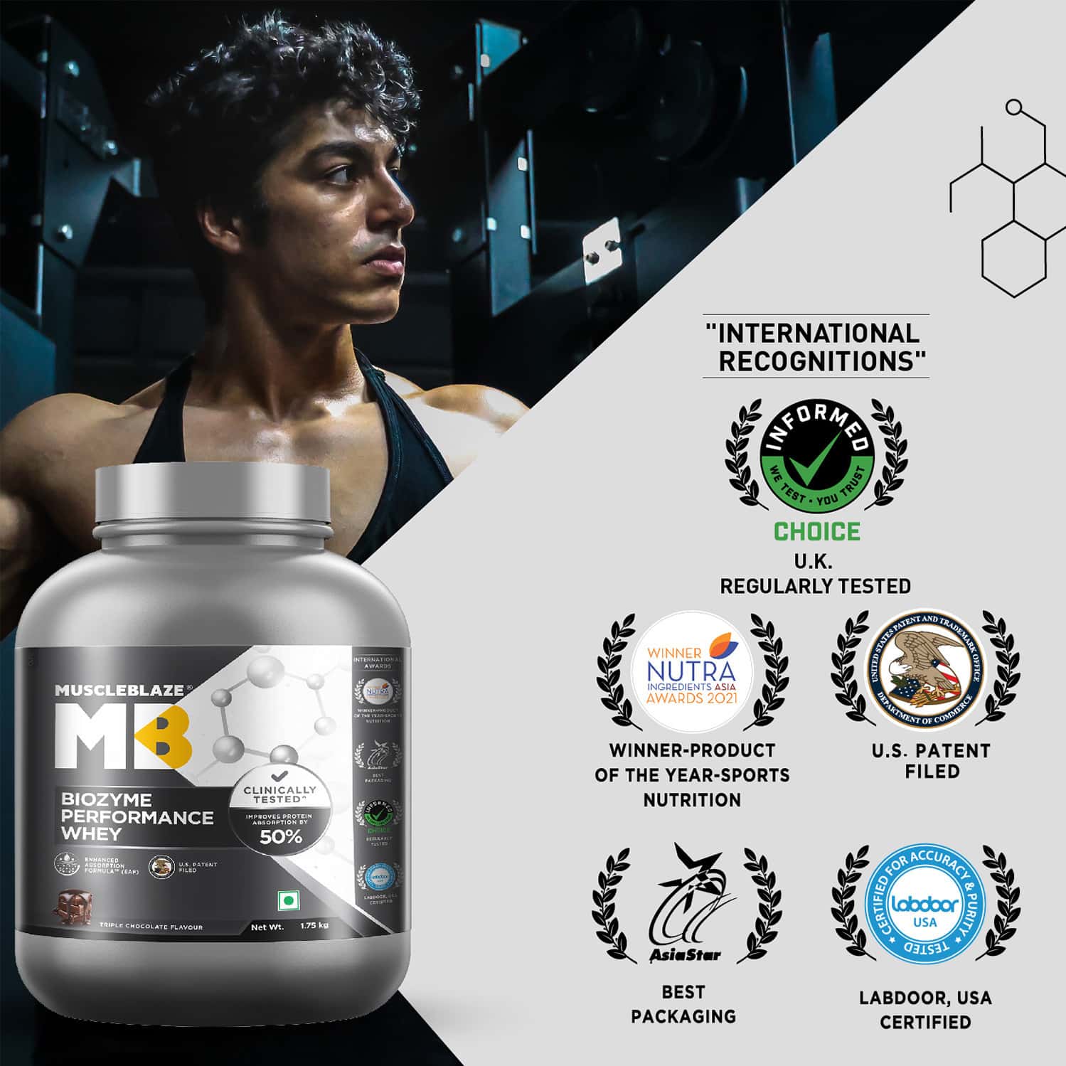 Buy MUSCLEBLAZE BIOZYME PERFORMANCE WHEY PROTEINLABDOOR USA CERTIFIED