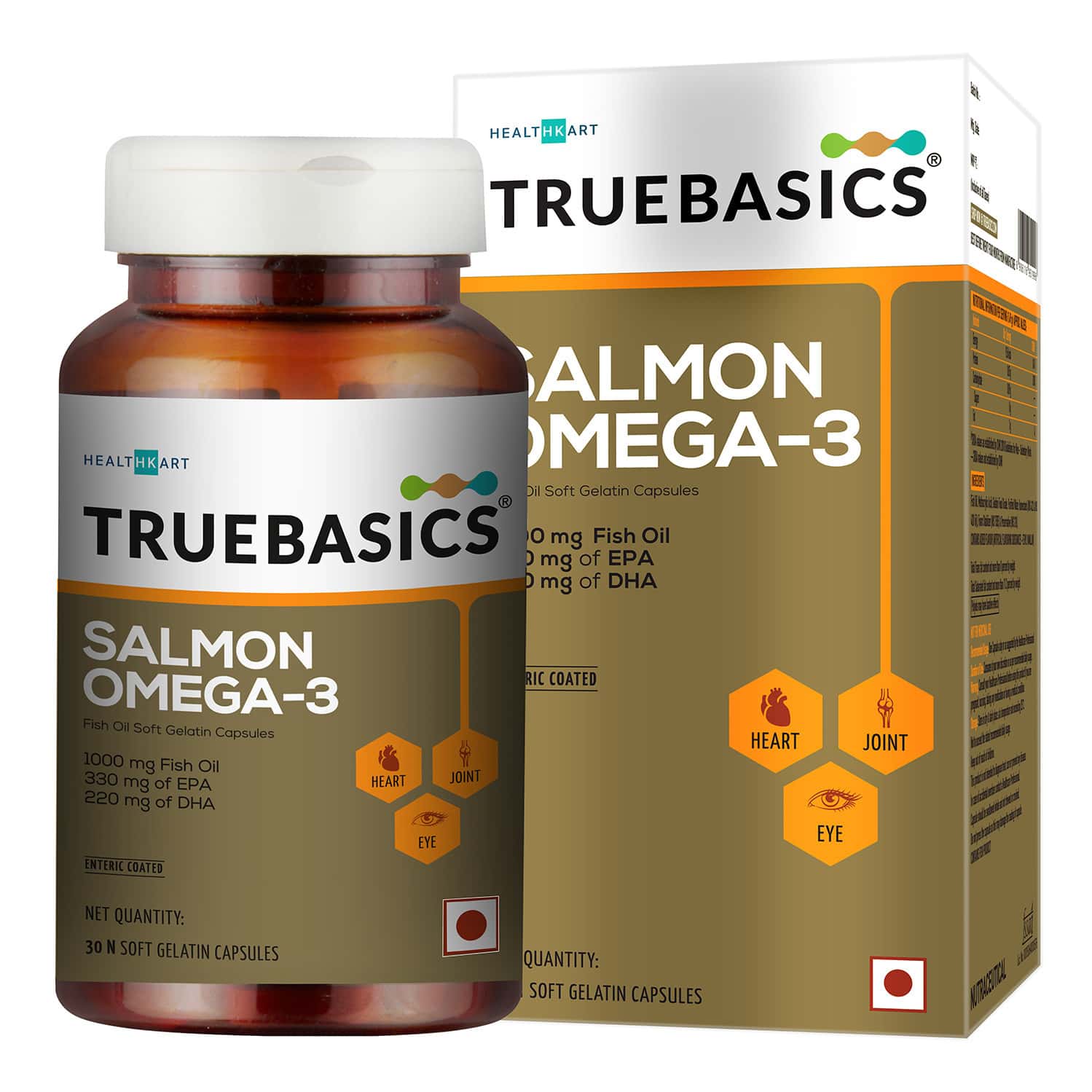 Buy TRUEBASICS SALMON OMEGA 3, 1000MG FISH OIL, EPA 330 DHA 220, 30
