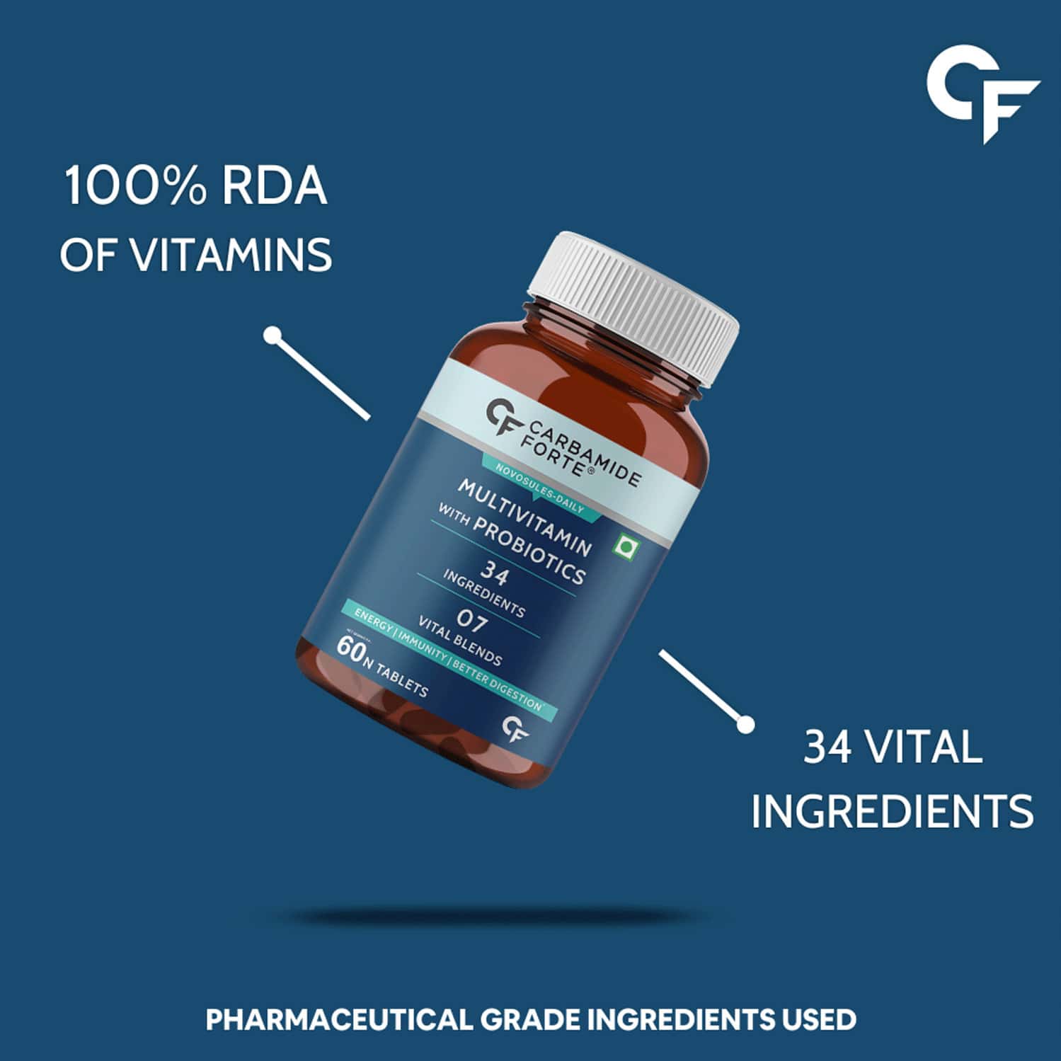 Buy CARBAMIDE FORTE MULTIVITAMIN WITH PROBIOTICS 34 INGREDIENTS 60