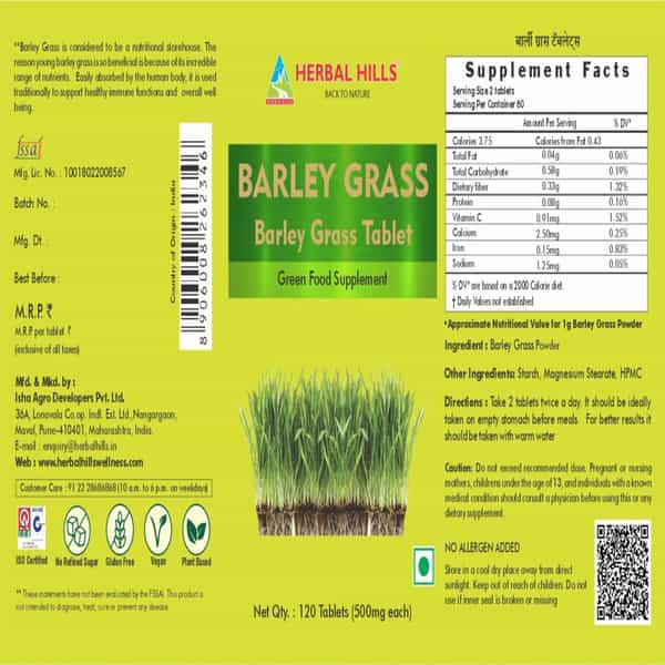 Herbal Hills Barley Grass 120 Tablets