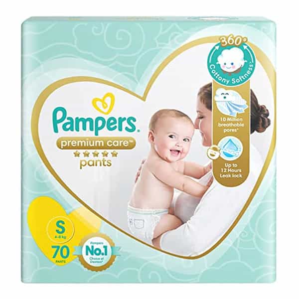 Pampers Premium Care Pants Small Size Baby Diapers (Sm) Softest Ever Pampers Pants - 70 Count