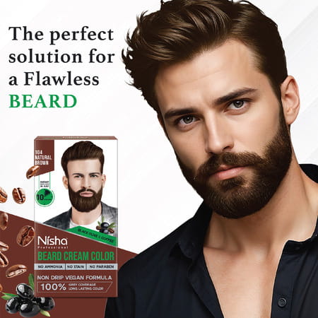 Nisha Beard Colour For Men Natural Brown 40g | Professional Beard Hair Colour | Ammonia Free