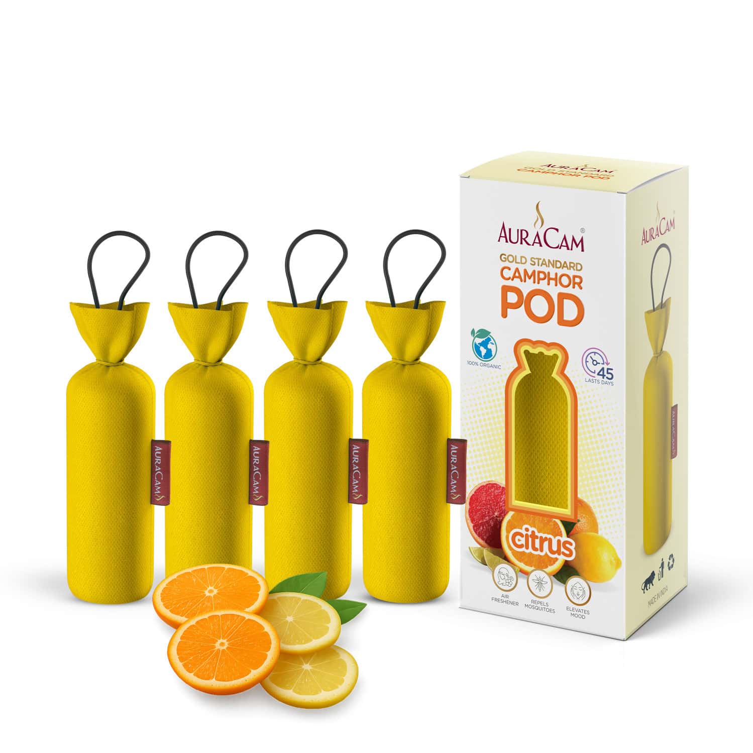 Auracam Gold Standard Camphor Pod Cone (Citrus) - Set Of 4