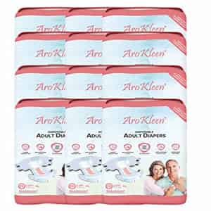 Arokleen Adult Diaper Tape Style Extra Large (waist Size:127 Cm-170 Cm) 10 Pcs Per Packet Pack Of 12