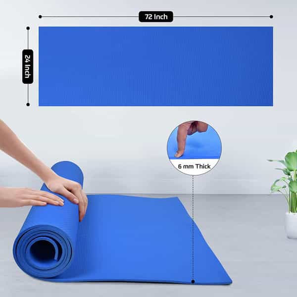 Beatxp Blue Color (6Mm) Yoga Mat With Carry Strap|Textured Surface |High Resilience Exercise Mat