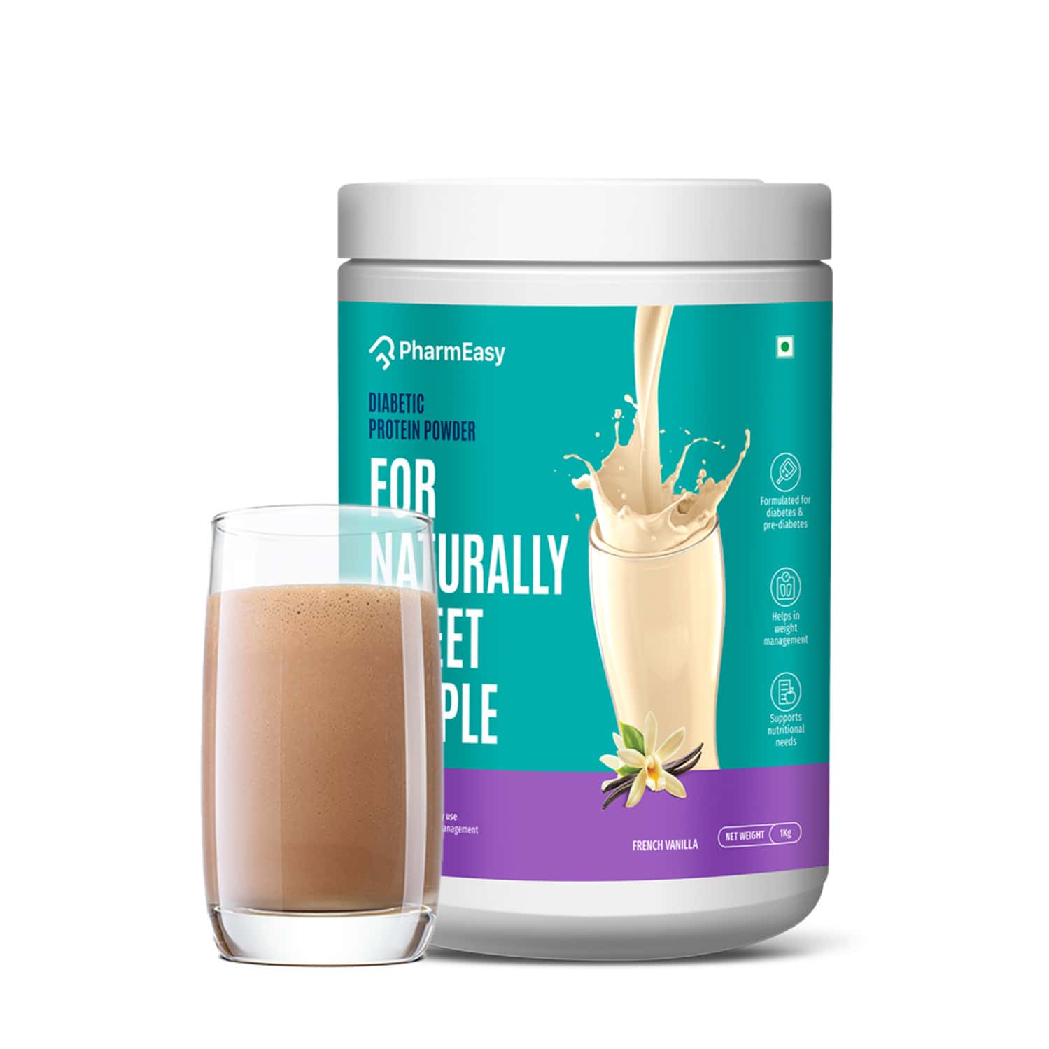 Pharmeasy Diabetic Protein Powder French Vanilla Flavour Jar Of 1kg