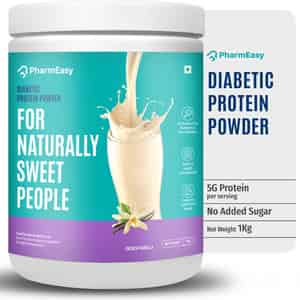 Pharmeasy Diabetic Protein Powder - French Vanilla - Jar | 1 Kg (5 Gm Protein/serving)
