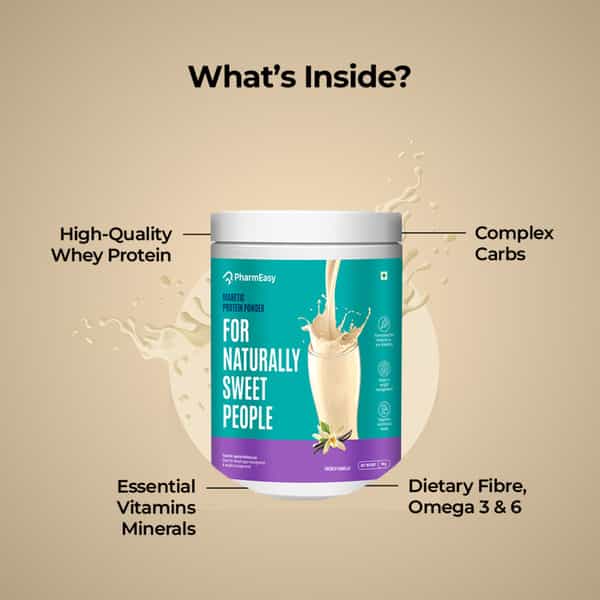 Pharmeasy Diabetic Protein Powder - French Vanilla - Jar | 1 Kg (5 Gm Protein/Serving)