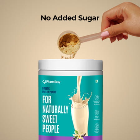 Pharmeasy Diabetic Protein Powder - French Vanilla - Jar | 1 Kg (5 Gm Protein/Serving)