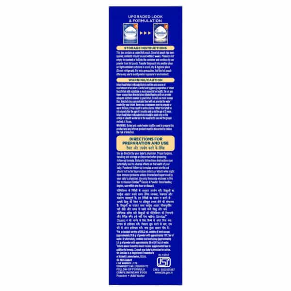 New Similac Classic Stage 4 Follow-Up Formula (From 18 - 24 Months) Refill Of 400 Gm
