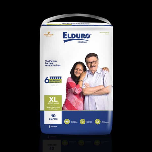 Elduro Unisex Adult Diaper With Diamond Core Technology And Wetness Indicator (X-Large | 10 Diaper)