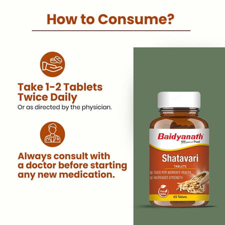 Baidyanath Ayurved Shatavari Tablets 60S | Women's Wellness & Lactation