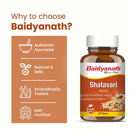 Baidyanath Ayurved Shatavari Tablets 60S | Women's Wellness & Lactation