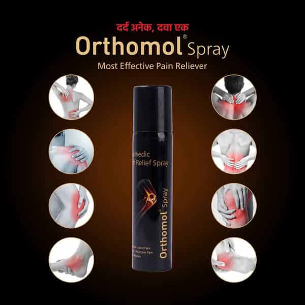 Orthomol Ayurvedic Pain Relief Spray 55 Gm For Joint Pain Muscular Pain Knee Pain (Pack Of 4)