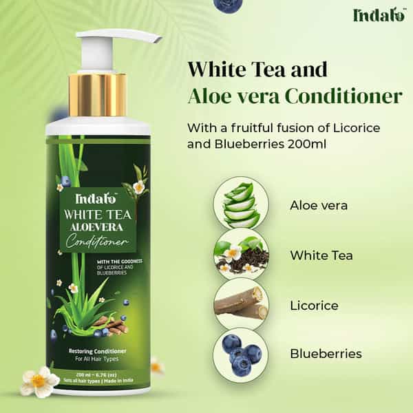 Indalo White Tea Aloe Vera Hair Growth Conditioner For Strengthening & Volumizing Oily Hair - 600Ml
