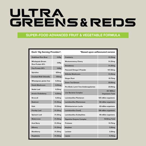 Genetic Nutrition - Ultra Greens & Reds 500G - Strawberry & Lime Flavour