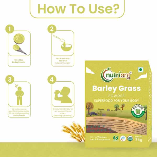 Nutriorg Certified Organic Barley Powder 75G