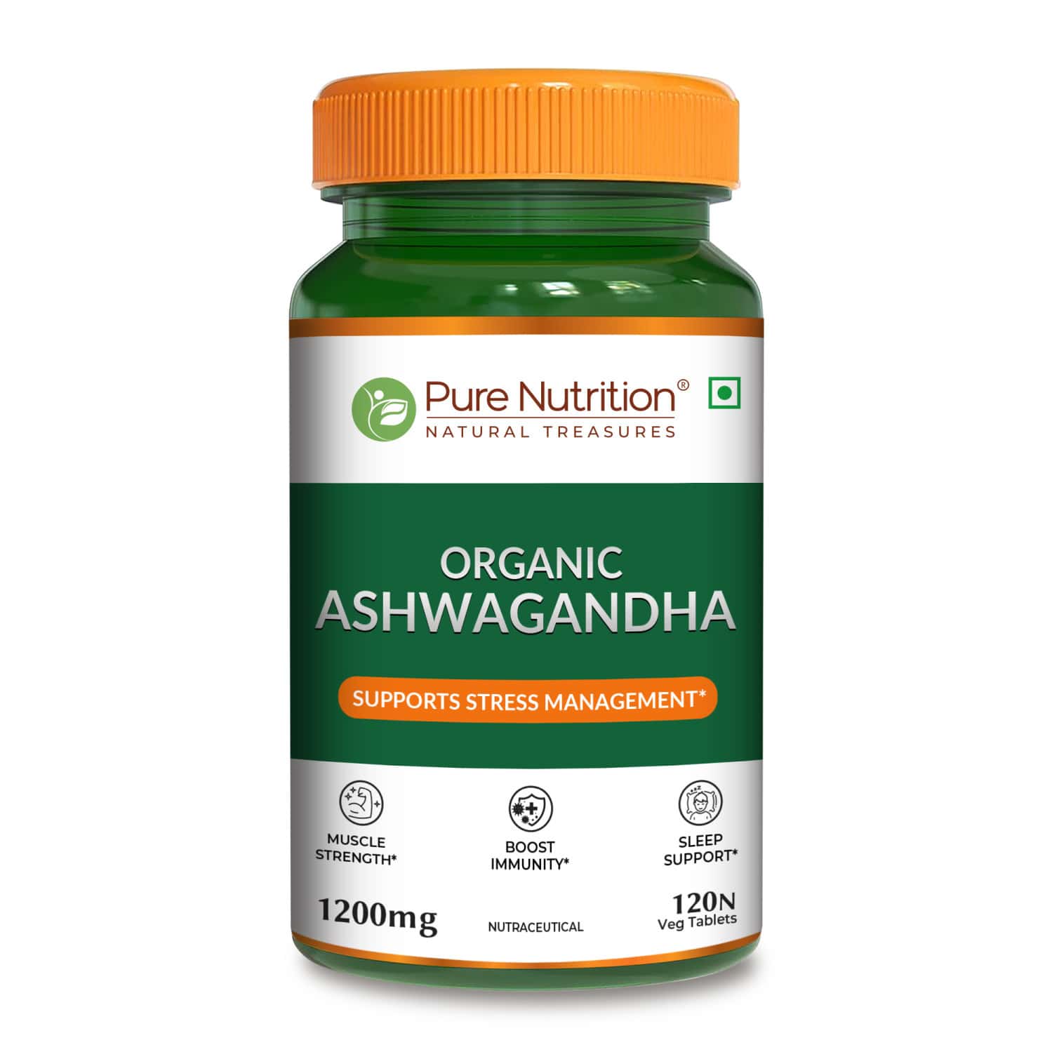 Pure Nutrition Organic Ashwagandha Supplement - 120 Tablets