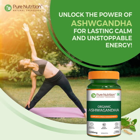 Pure Nutrition Organic Ashwagandha Supplement - 120 Tablets