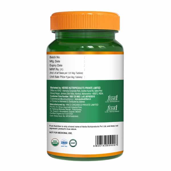 Pure Nutrition Organic Ashwagandha Supplement - 120 Tablets