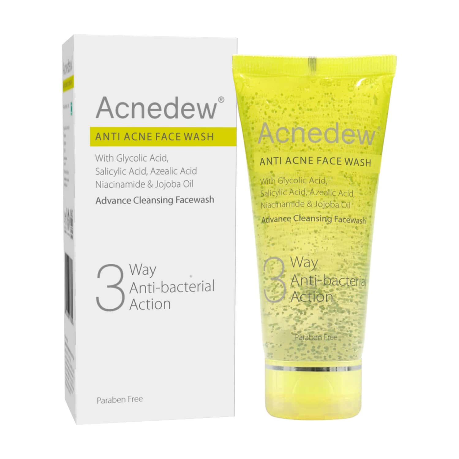 Acnedew Anti Acne Face Wash 3-way Action Cleanser With Glycolic Acid | Normal To Oily Skin 100 Ml