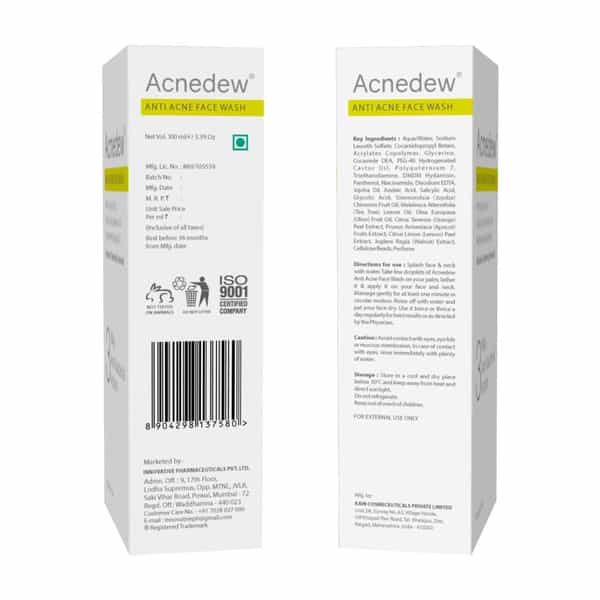 Acnedew Anti Acne Face Wash 3-Way Action Cleanser With Glycolic Acid | Normal To Oily Skin 100 Ml