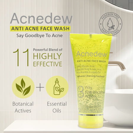 Acnedew Anti Acne Face Wash 3-Way Action Cleanser With Glycolic Acid | Normal To Oily Skin 100 Ml