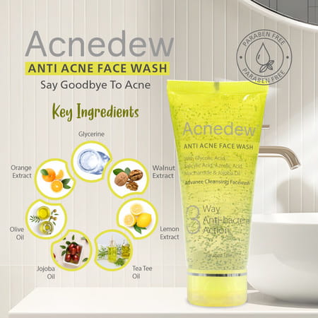 Acnedew Anti Acne Face Wash 3-Way Action Cleanser With Glycolic Acid | Normal To Oily Skin 100 Ml
