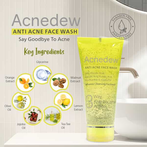 Acnedew Anti Acne Face Wash 3-Way Action Cleanser With Glycolic Acid | Normal To Oily Skin 100 Ml