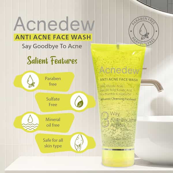 Acnedew Anti Acne Face Wash 3-Way Action Cleanser With Glycolic Acid | Normal To Oily Skin 100 Ml