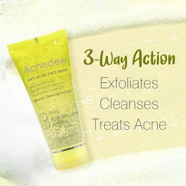 Acnedew Anti Acne Face Wash 3-Way Action Cleanser With Glycolic Acid | Normal To Oily Skin 100 Ml