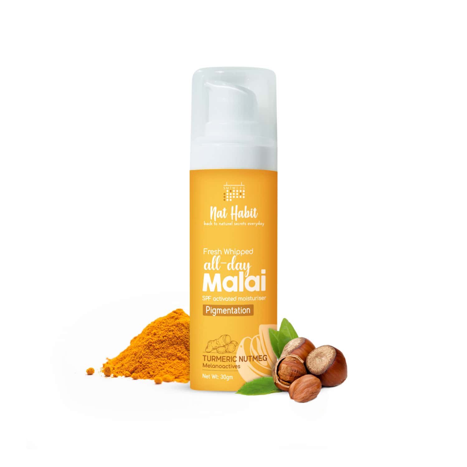 Nat Habit Turmeric Nutmeg Face Moisturizer Malai | Pigmentation | Sun Burn Healing & Uv Protect 30g