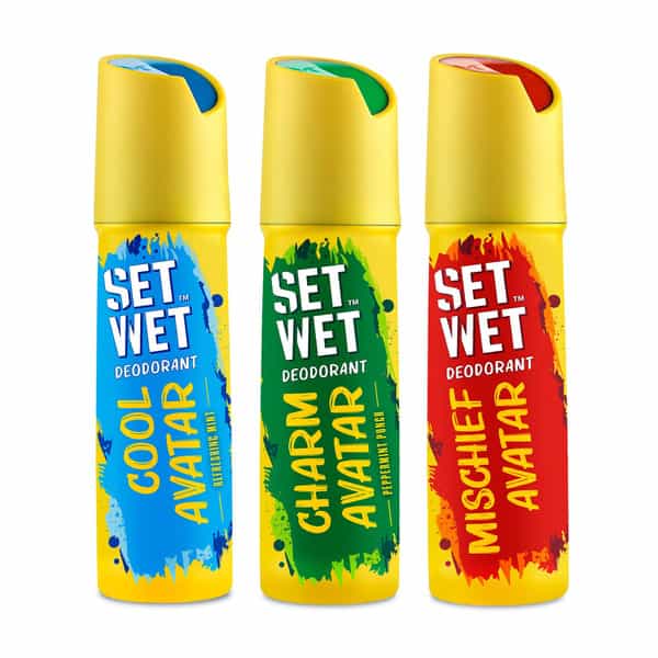 Set Wet Deodorant Spray Perfume Cool | Charm & Mischief Avatar For Men | 150Ml (Pack Of 3)