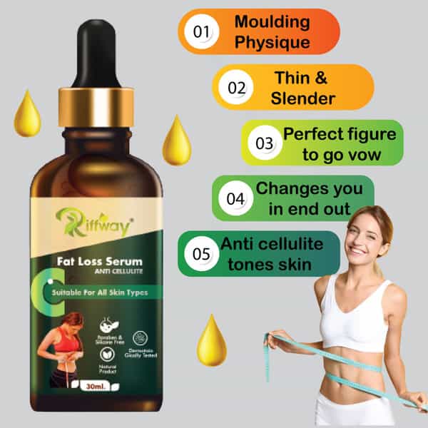 Riffway Fat Loss Serum|Slimmer Appearance, Stay On Track With Fat Loss Goals 100% Ayurvedic (4X30ml)