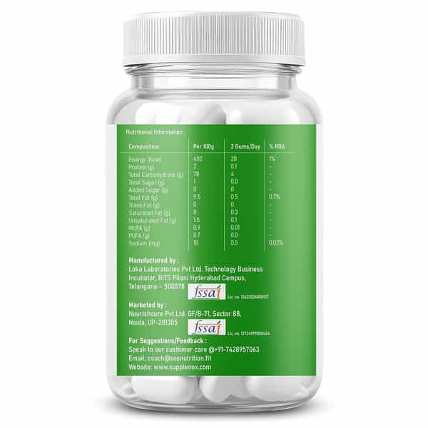 Supplenex Neurogum & Brainfocus | Caffeine Energy Chewing Gum Sugar Free | 30 Gums