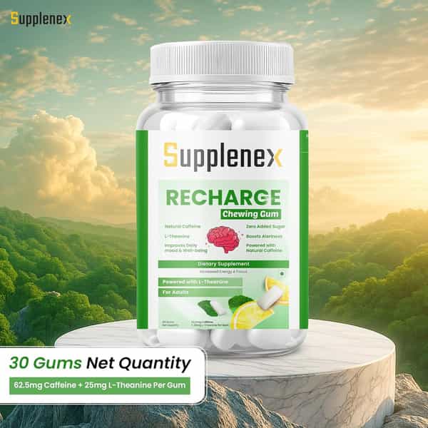 Supplenex Neurogum & Brainfocus | Caffeine Energy Chewing Gum Sugar Free | 30 Gums